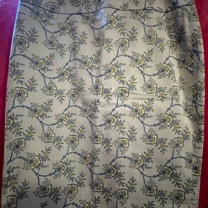 Ann Taylor Light Blue Pencil Skirt with Floral Design